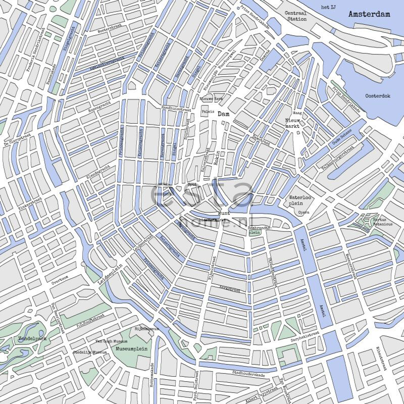 Paneelitapetti PhotowallXL Street Map Amsterdam 157712 2790x2790 mm |  