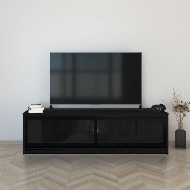 TV-taso liukuovilla Inaria Koti, mittatilaus, musta lasi