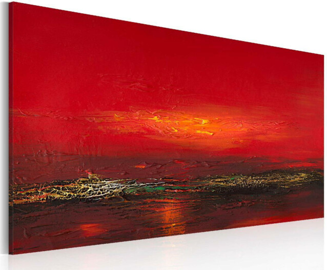 Taulu Artgeist Punainen auringonlasku yli meren käsinmaalattu 60x120cm