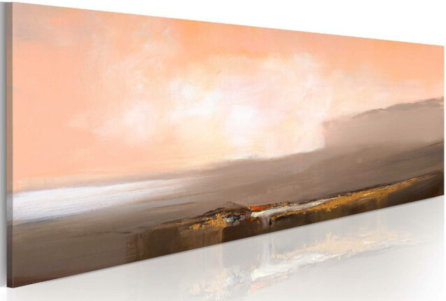 Taulu Artgeist Vuodet - vaaleanpunainen ja harmaa käsinmaalattu 40x100cm