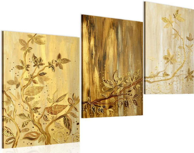Taulu Artgeist Kultaiset lehdet 120x60cm käsinmaalattu