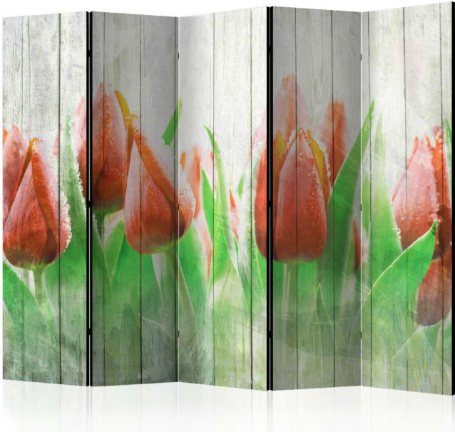 Sermi Artgeist Red tulips on wood II 225x172cm
