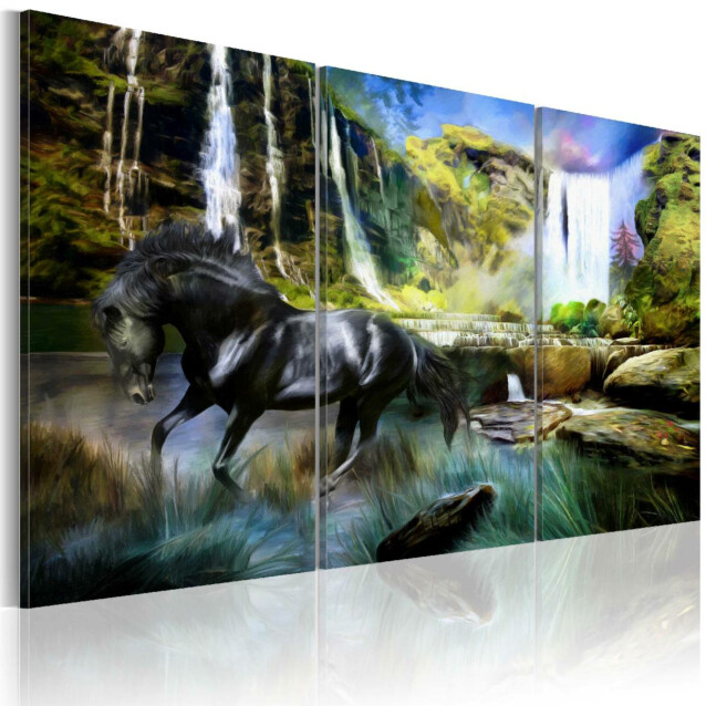 Taulu Artgeist Horse on the sky-blue waterfall, eri kokoja
