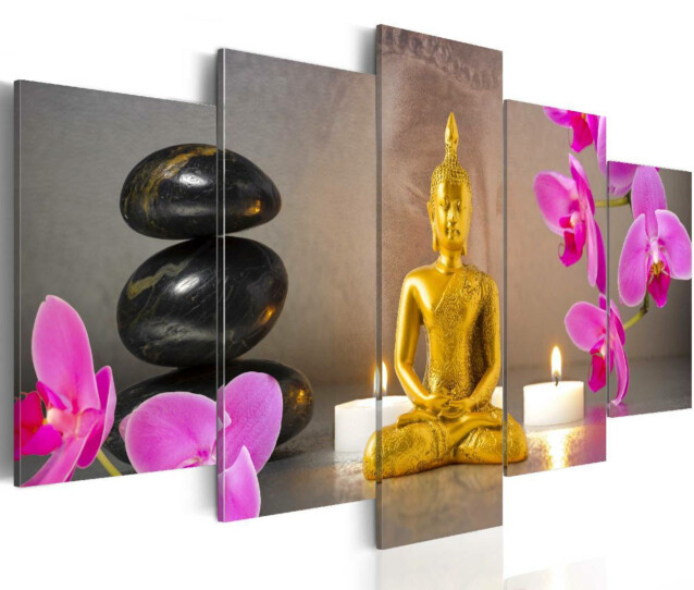 Taulu Artgeist Golden Buddha and orchids, eri kokoja