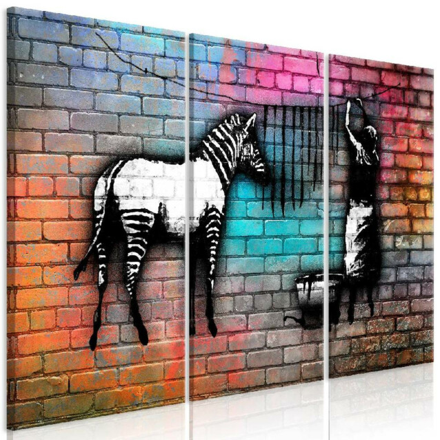 Taulu Artgeist Washing Zebra - Colourful Brick, 3-osainen, eri kokoja