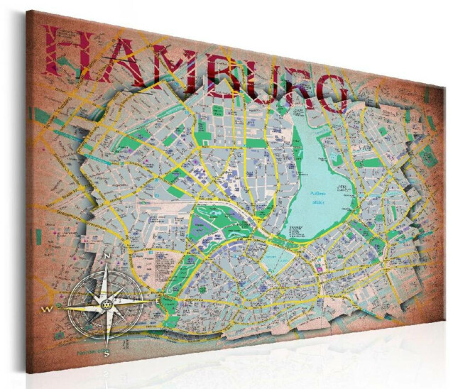 Taulu Artgeist Map of Hamburg, eri kokoja
