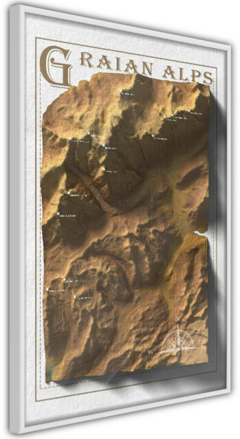 Juliste Artgeist Isometric Map: Graian Alps kehyksillä eri kokoja