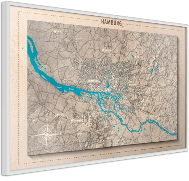 Juliste Artgeist Isometric Map: Hamburg, kehyskartongilla, kehyksillä, eri kokoja