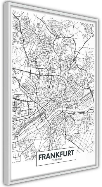 Juliste Artgeist Map of Frankfurt, kehyskartongilla, kehyksillä, eri kokoja