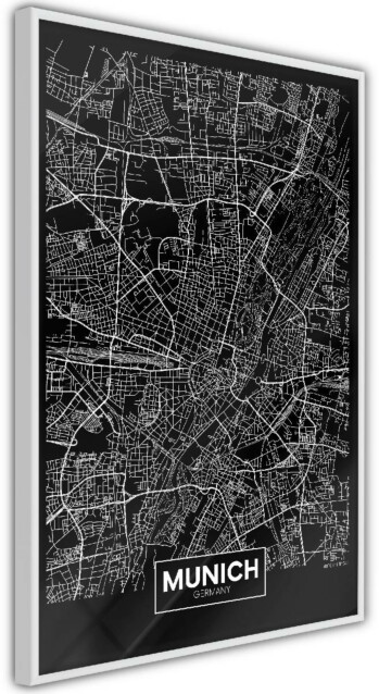 Juliste Artgeist Dark Map of Munich kehyksillä eri kokoja