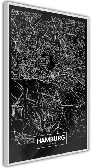 Juliste Artgeist Dark Map of Hamburg kehyksillä eri kokoja