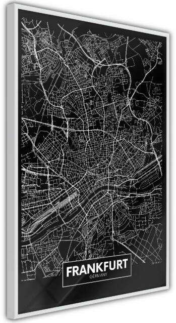 Juliste Artgeist Dark Map of Frankfurt, kehyskartongilla, kehyksillä, eri kokoja