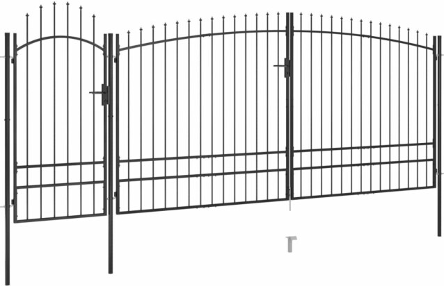 Puutarha-aidan portti, keihäskärjillä, 5x2.45m, musta