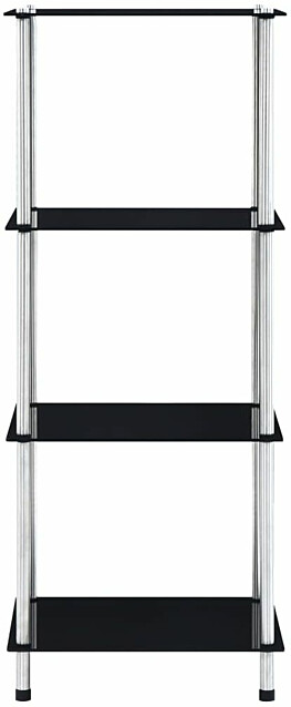 4-kerroksinen hylly, musta, 40x40x100 cm, karkaistu lasi