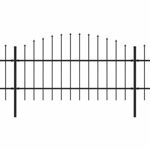 Puutarha-aita, keihäskärjillä, teräs, (0.75-1)x3.4m, musta