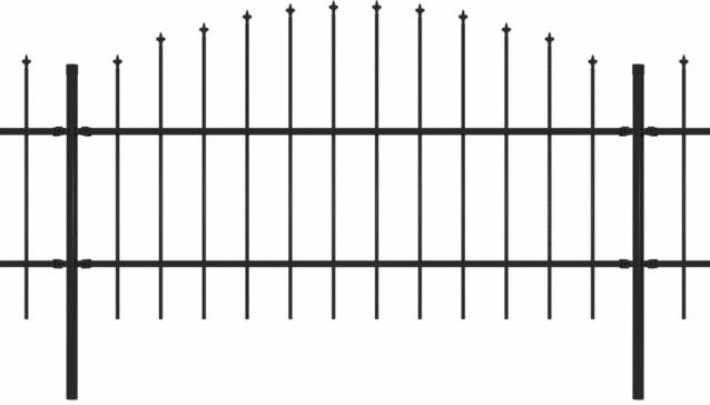 Puutarha-aita, keihäskärjillä, teräs, (0.75-1)x13.6m, musta