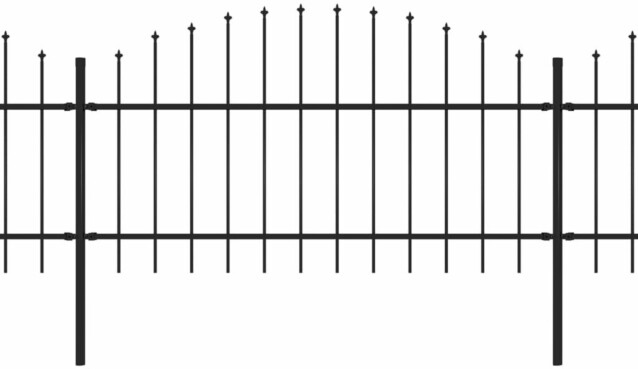 Puutarha-aita, keihäskärjillä, teräs, (1-1.25)x5.1m, musta