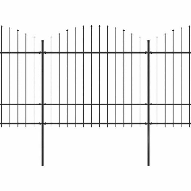 Puutarha-aita, keihäskärjillä, teräs, (1.5-1.75)x6.8m, musta