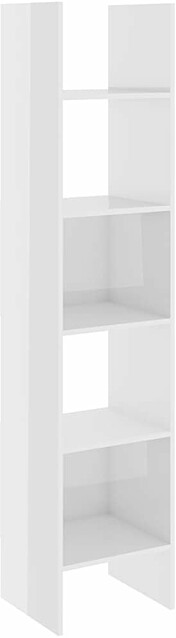 Kirjahylly, korkeakiilto valkoinen, 40x35x180 cm, lastulevy
