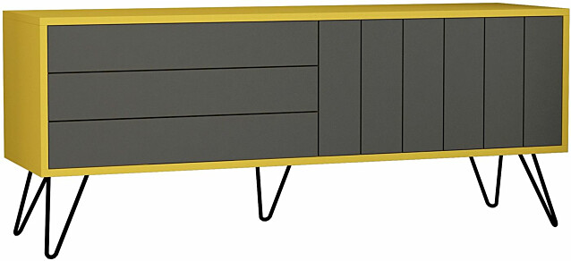 TV-taso Linento Furniture Picadilly harmaa/keltainen
