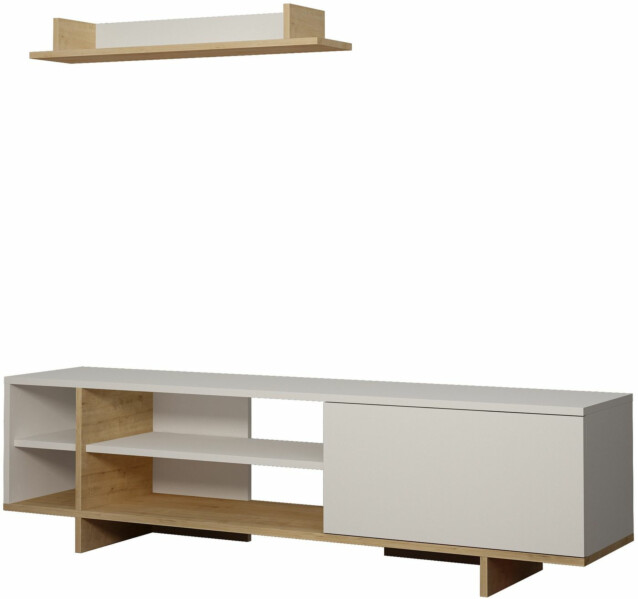 TV-taso ja seinähylly Linento Furniture Stockton valkoinen/ruskea