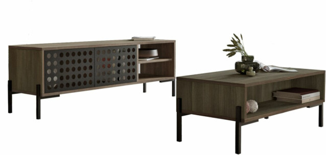TV-taso ja sohvapöytä Linento Furniture NE5 ruskea/harmaa