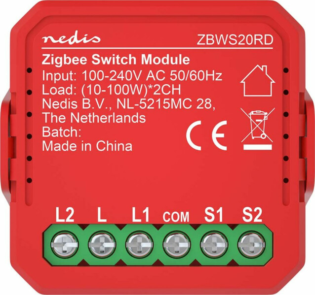 Virtakytkin Nedis ZBWS20RD SmartLife ZigBee 3.0