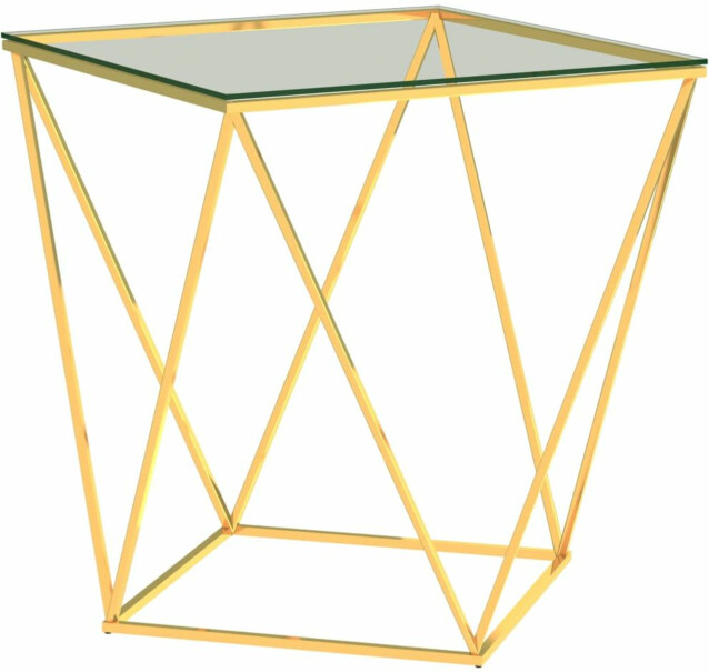 Sohvapöytä kulta ja läpinäkyvä 50x50x55 cm ruostumaton teräs 
