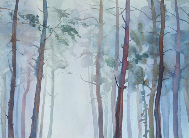 Kuvatapetti A.S. Creation Designwalls Aquarelle Forest, 350x255cm, sininen