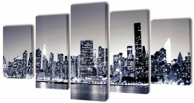 Taulusarja new york taivaanranta mustavalkoinen 100 x 50 cm_1