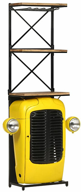 Traktoriviinikaappi keltainen 49x31x170 cm täysi mangopuu_1