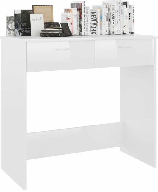 Työpöytä korkeakiilto valkoinen 80x40x75 cm lastulevy 