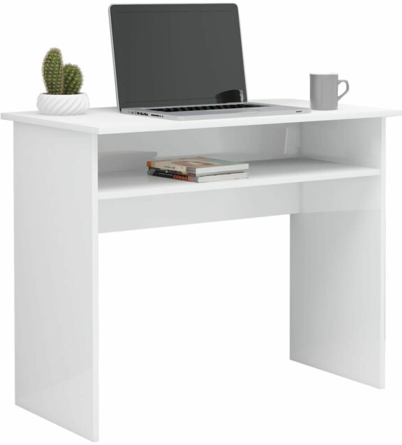 Työpöytä korkeakiilto valkoinen 90x50x74 cm lastulevy 