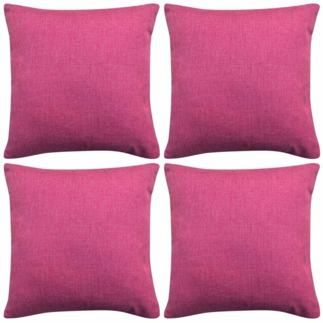 Tyynynpäällinen pellavatyylinen pinkki 4kpl 40x40 cm_1