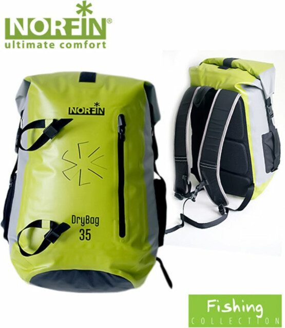 Reppu Norfin Dry Bag 35, vesitiivis, keltainen/musta