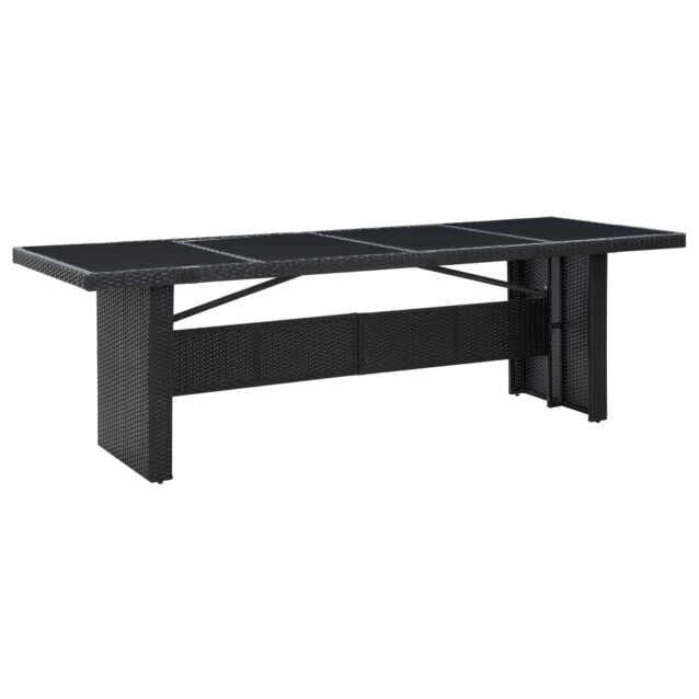 Puutarhapöytä musta 240x90x74 cm polyrottinki ja lasi