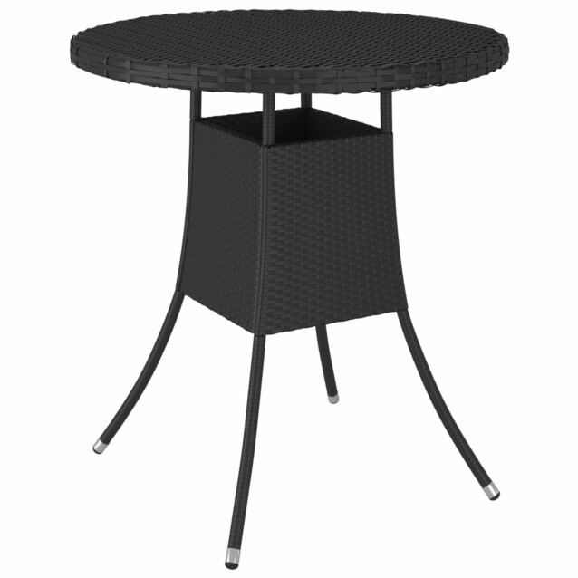 Puutarhapöytä musta 70x70x73 cm polyrottinki