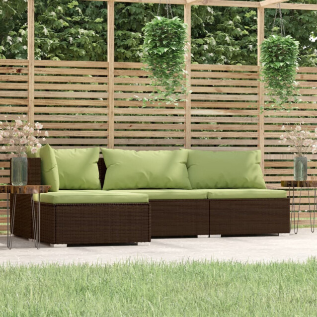 Puutarhasohvasraja, istuintyynyillä, polyrottinkia, eri kokoja ja värejä
