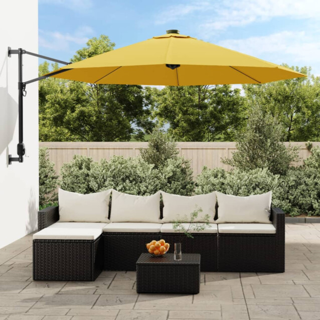 Seinäkiinnitteinen aurinkovarjo keltainen 290 cm
